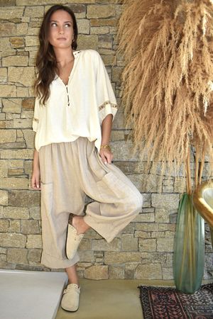 Dalt Vila Peasant Blouse Stone